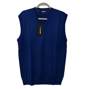 J.Lindeberg Liam Merino Wool Knitted Golf Vest Vest Men's Size Large Estate Blue